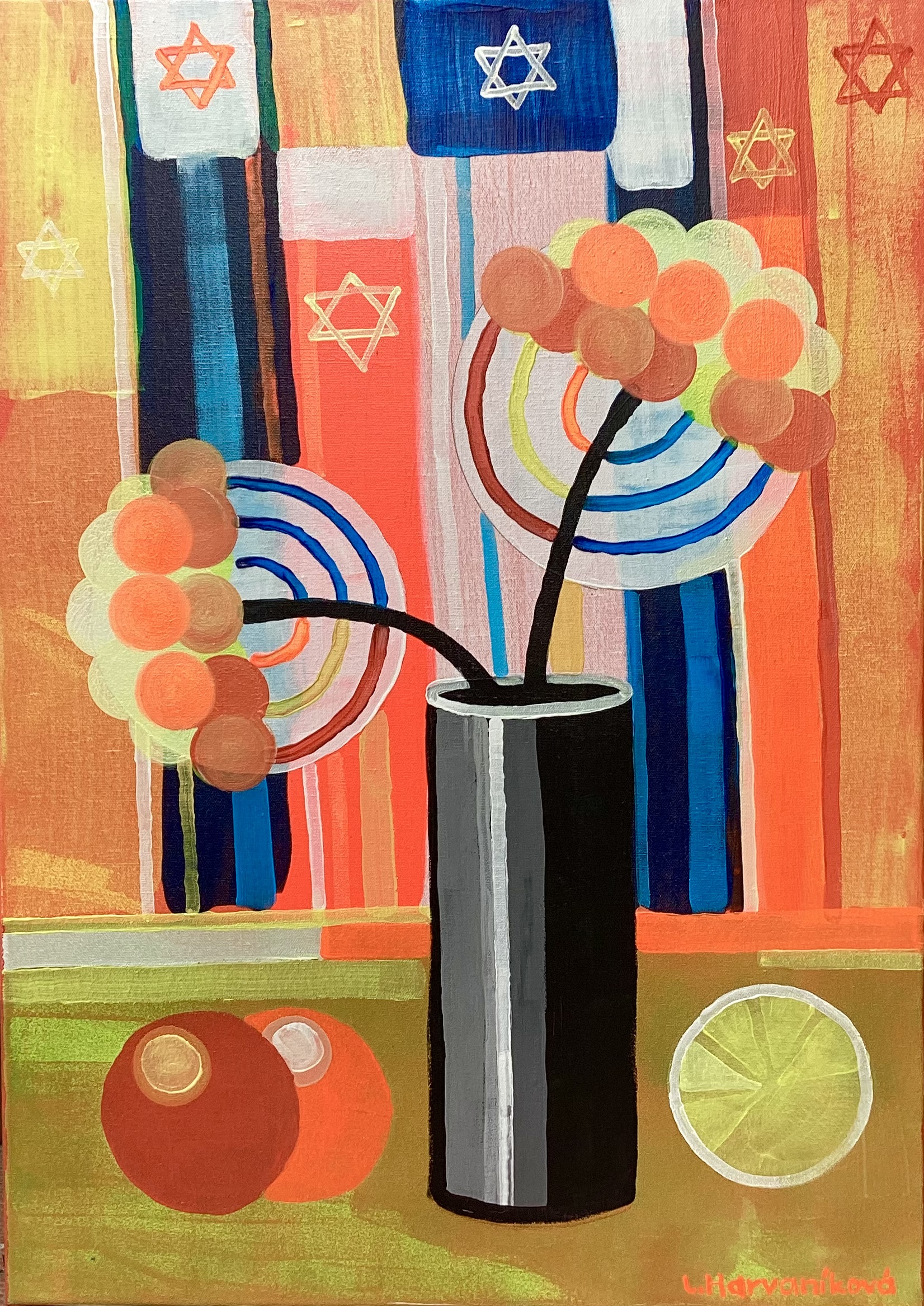 Still life with black vase